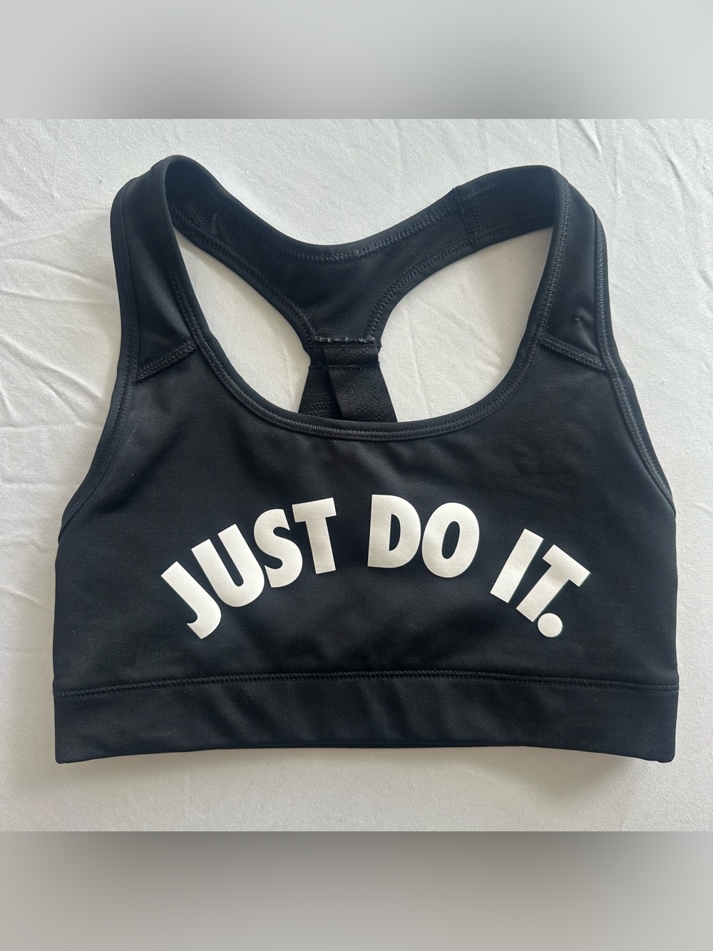 Nike “Just Do It.” Dri-FIT Sports Bra | Black & White | XS